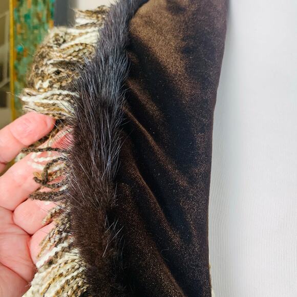 Cache Vintage 6 Size Women's Faux Fur Velvet Fringe Plaid Jacket Fall Boho - Picture 5 of 13